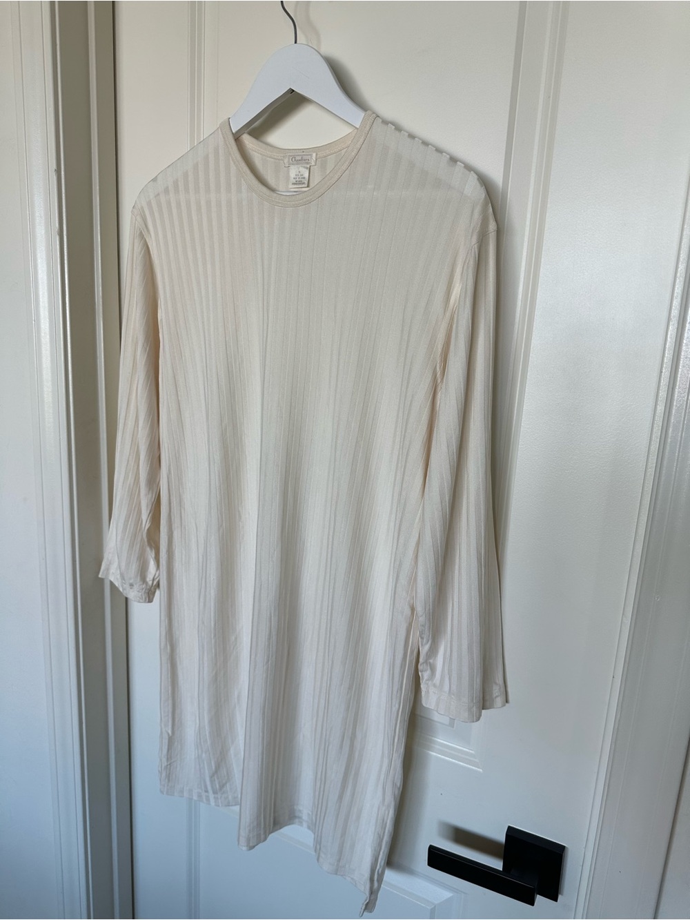 Vintage Chambers 100% Silk Sheer Striped Tunic Top Ivory Small